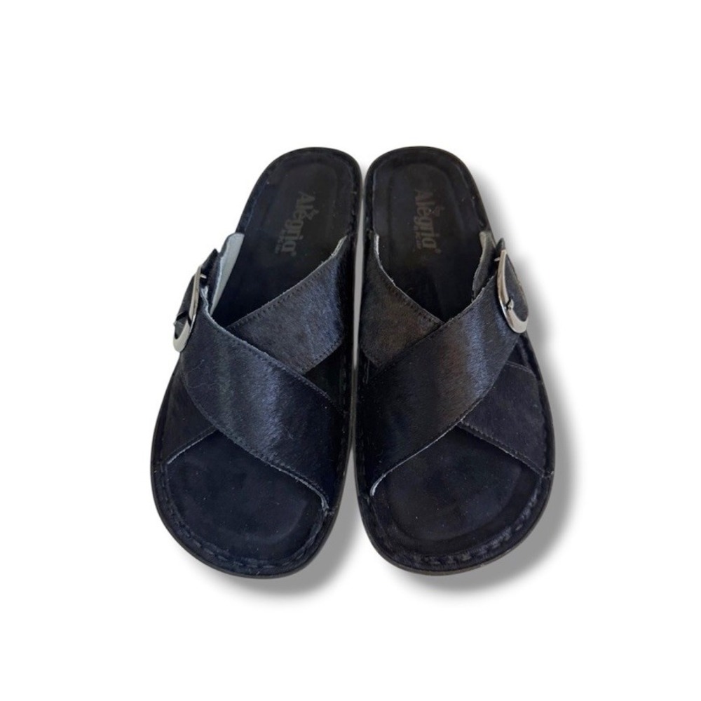 Alegria Women's Sandals Vanya Night Vision Color Black Pony Hair EU Size 41 EUC